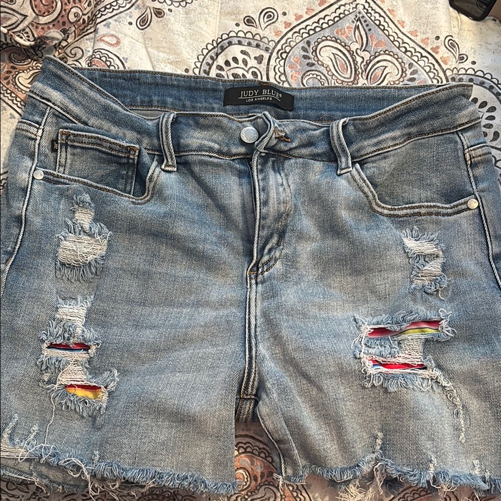 Judy Blue Ripped Light Blue Denim Shorts